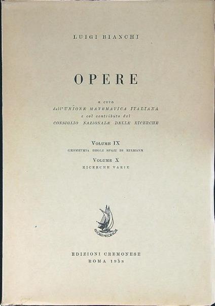 Opere vol. IX e X - Luigi Bianchi - copertina