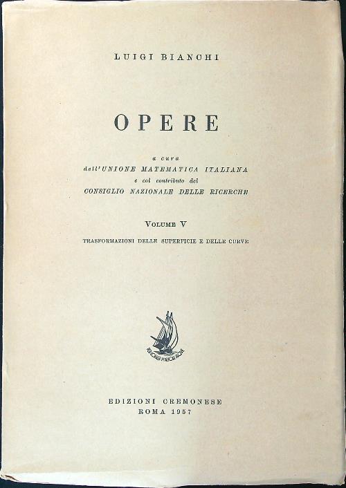 Opere vol. V - Luigi Bianchi - copertina
