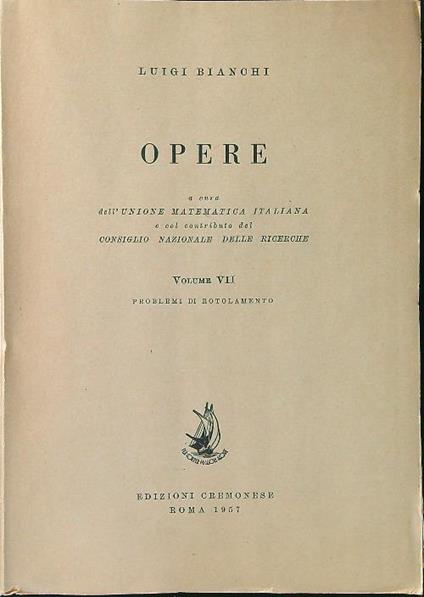 Opere vol. VII - Luigi Bianchi - copertina