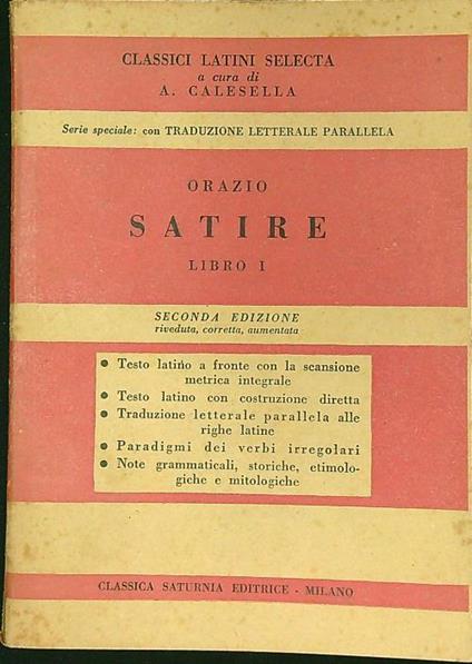 Satire libro I - Orazio - copertina