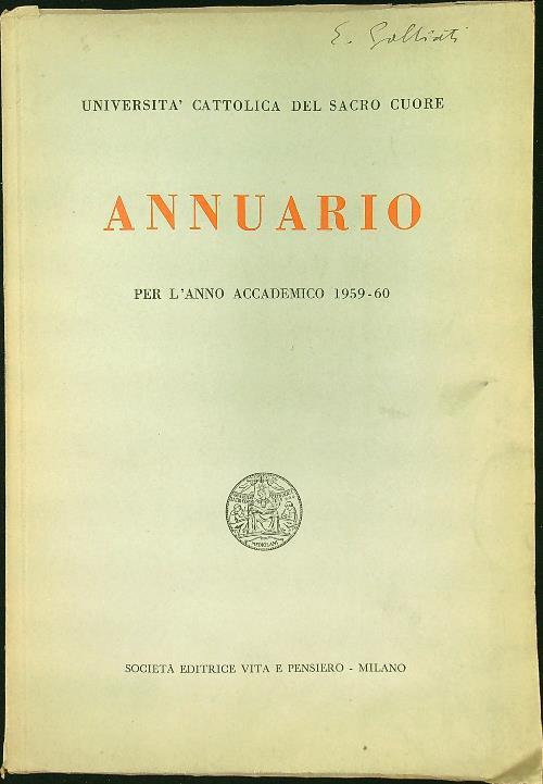 Annuario per l'anno accademico 1959-60
