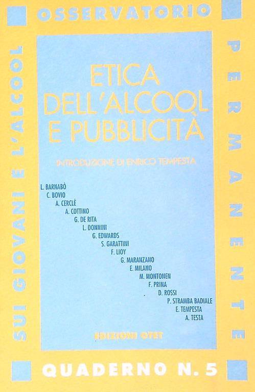 Etica dell'Alcool e Pubblicità - copertina