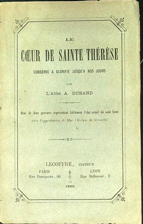 coeur de Sainte Therese - A. Durand - copertina