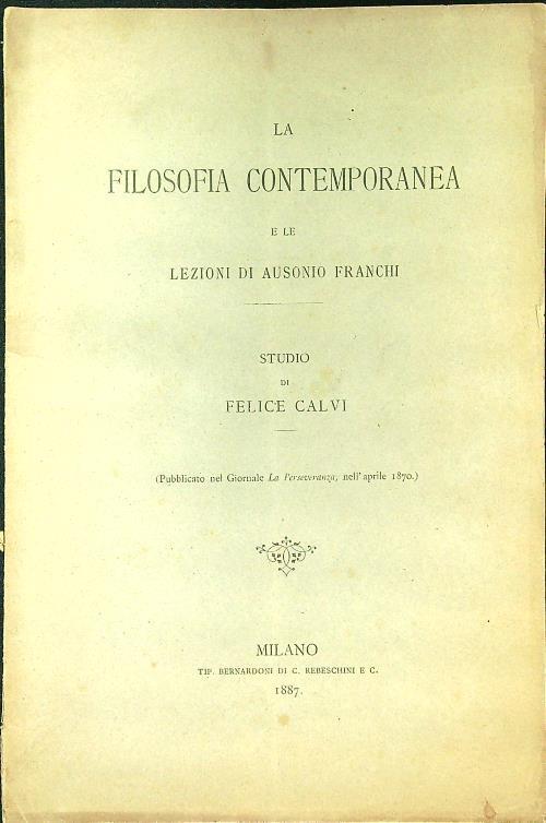 filosofia contemporanea e le lezioni di Ausonio Franchi - Felice Calvi - copertina