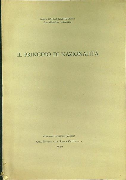 principio di nazionalità - Carlo Castiglioni - copertina