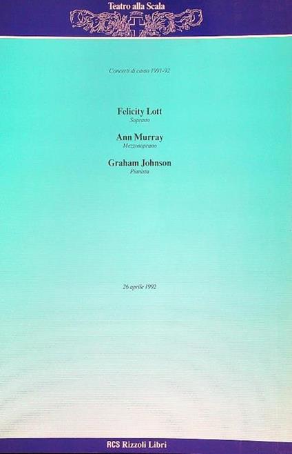 Concerti di canto 1991-92 Lott - Murray - Johnson - copertina