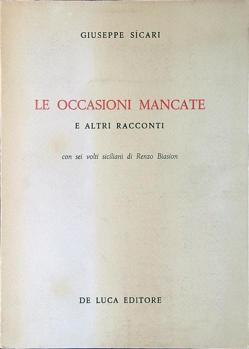 occasioni mancate e altri racconti - Giuseppe Sicari - copertina