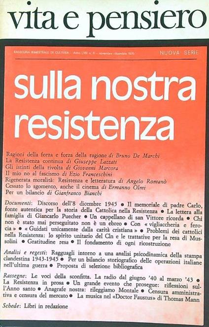 Vita e pensiero 6/1975. Sulla nostra resistenza - copertina
