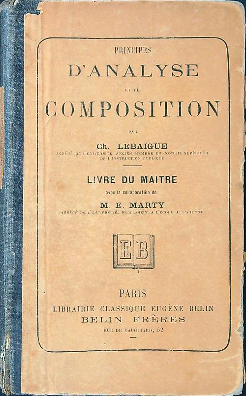 Principes d'analyse et de composition