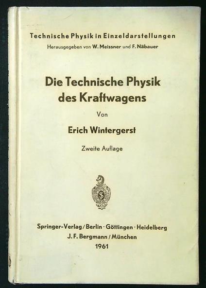 Technische Physik des Kraftwagens - E. Wintergerst - copertina