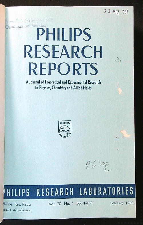 Philips Research Reports n. 20 1965