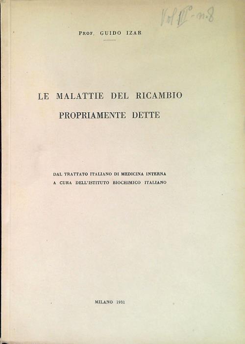 malattie del ricambio propriamente dette