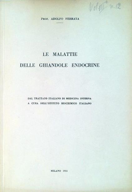 malattie delle ghiandole endocrine - Adolfo Ferrata - copertina