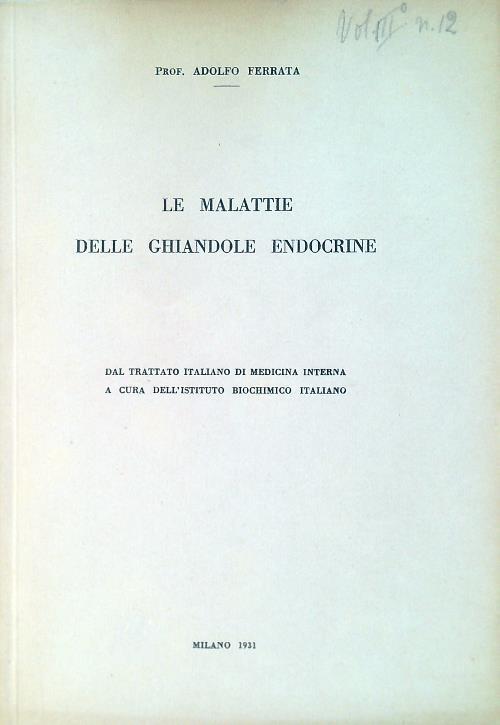 malattie delle ghiandole endocrine - Adolfo Ferrata - copertina