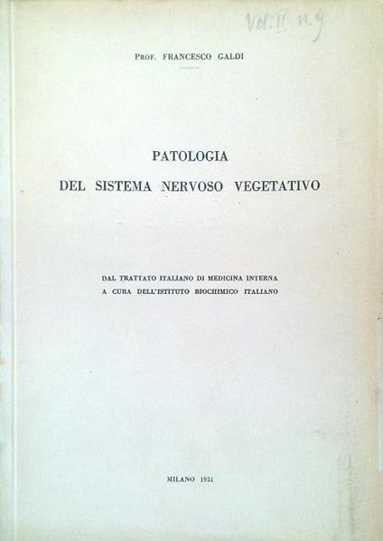 Patologia del sistema nervoso vegetativo - Francesco Saldi - copertina