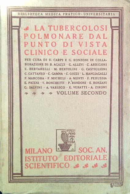 tubercolosi polmonare dal punto di vista clinico e sociale. Volume 2 - copertina