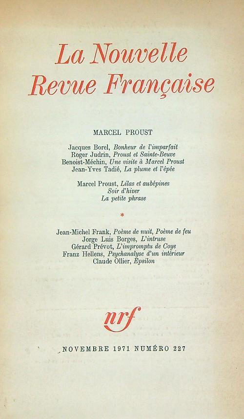 Nouvelle revue Francaise 227/novembre 1971