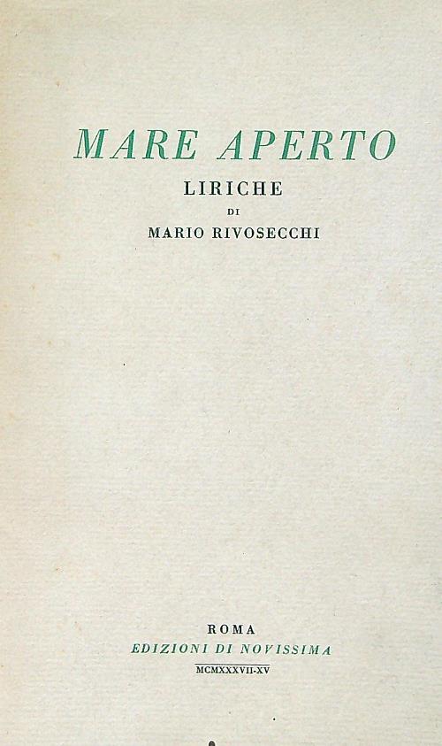 Mare aperto. Liriche