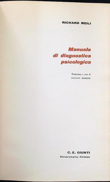 Manuale di diagnostica psicologica - Richard Meili - copertina