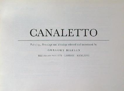 Canaletto - Gregory Martin - copertina
