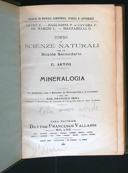 Mineralogia - E. Artini - copertina
