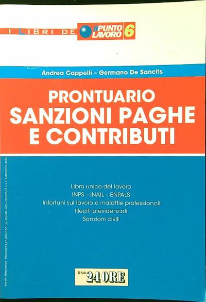 Prontuario sanzioni paghe e contributi - Cappelli - copertina
