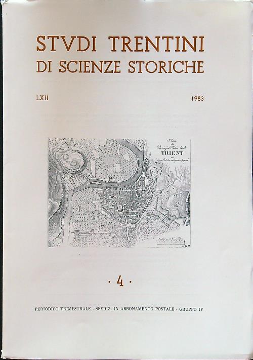 Studi trentini di scienze storiche 4 LXII 1983 - copertina