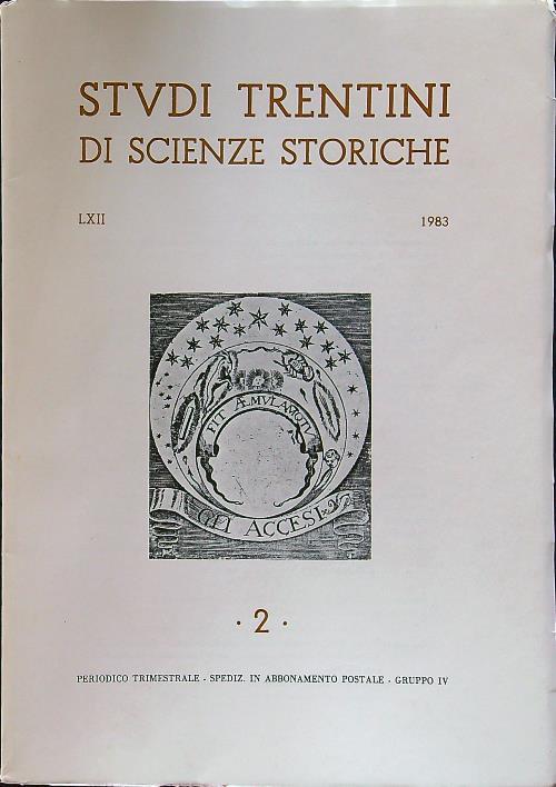 Studi trentini di scienze storiche 2 LXII 1983 - copertina