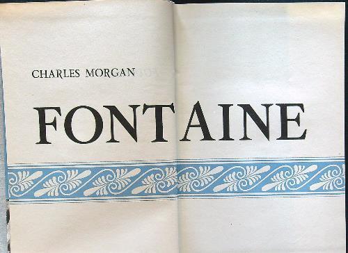 Fontaine - Charles Morgan - copertina