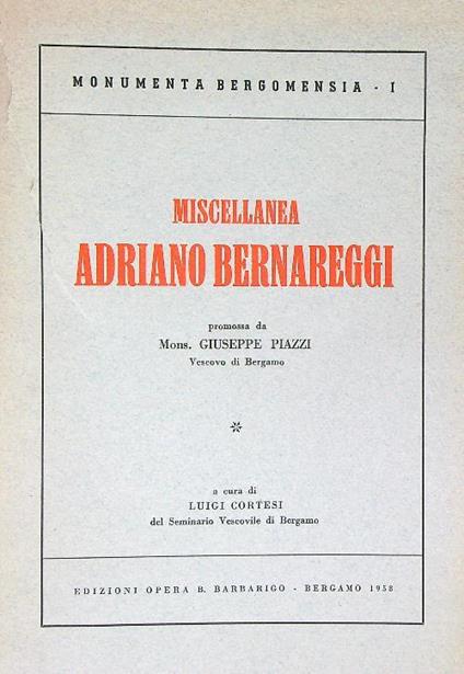 Miscellanea Adriano Bernareggi - Giuseppe Piazzi - copertina