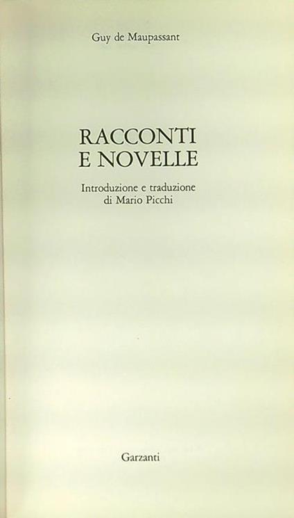 Racconti e novelle - Guy de Maupassant - copertina