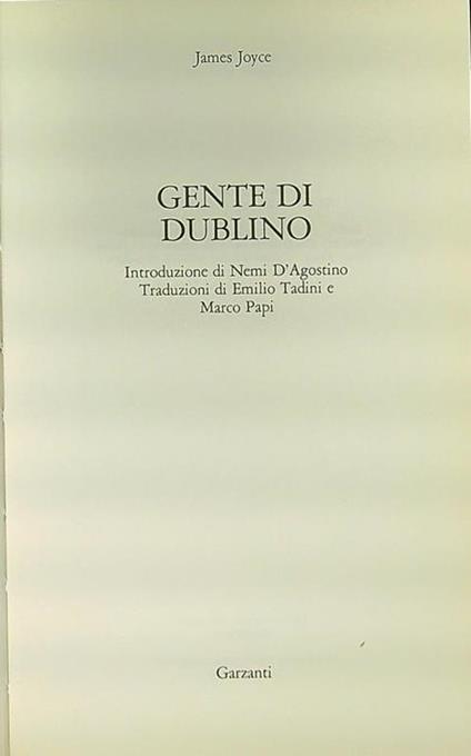 Gente di Dublino - James Joyce - copertina