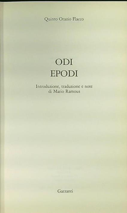 Odi Epodi - Orazio - copertina