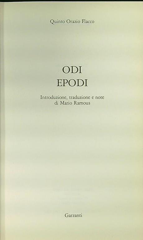 Odi Epodi - Orazio - copertina
