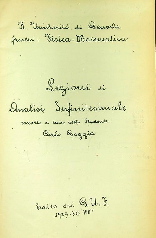Lezioni di analisi infinitesimale