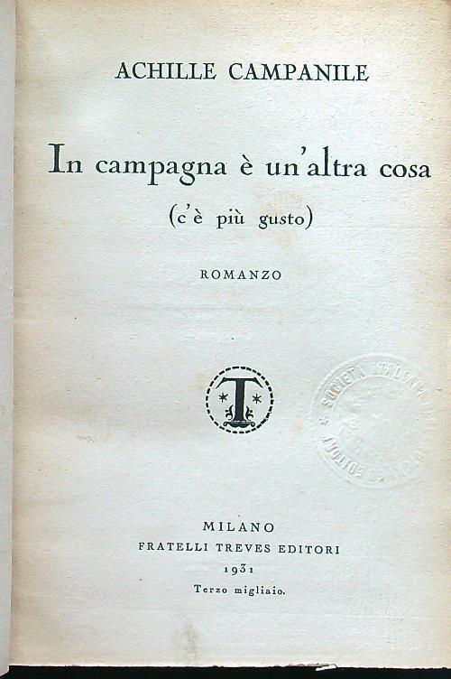 In campagna e' un'altra cosa - Achille Campanile - copertina
