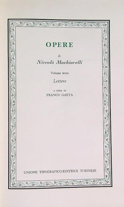 Opere. Lettere - Niccolò Machiavelli - copertina