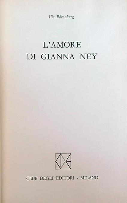 L' amore di Gianna Ney - Il'ja Ehrenburg - copertina