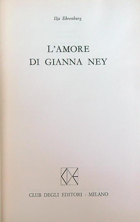 L' amore di Gianna Ney - Il'ja Ehrenburg - copertina