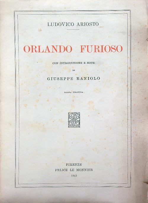 Orlando Furioso - Ludovico Ariosto - copertina