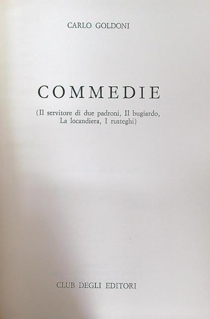 Commedie - Carlo Goldoni - copertina