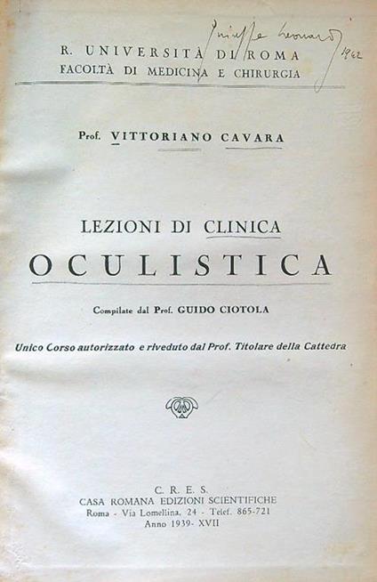 Lezioni di clinica oculistica - copertina