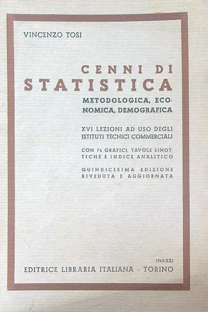 Cenni di statistica - Vincenzo Tosi - copertina
