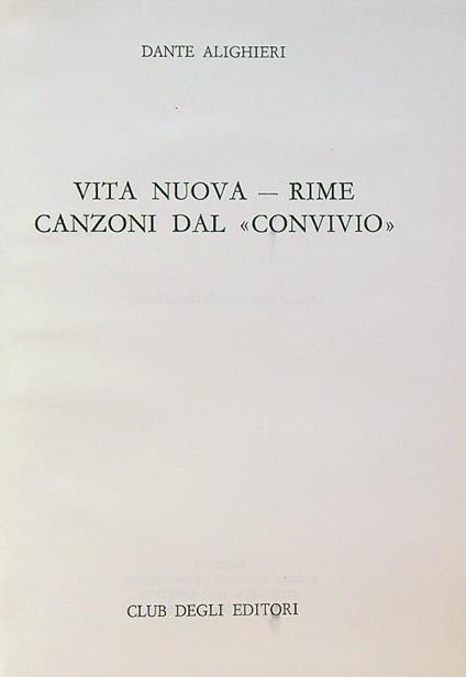 Vita Nuova - Rime canzoni dal convivio - Dante Alighieri - copertina
