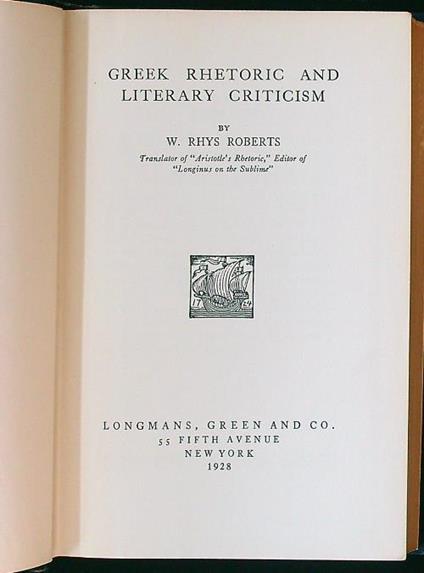 Greek rhetoric and literary criticism - copertina