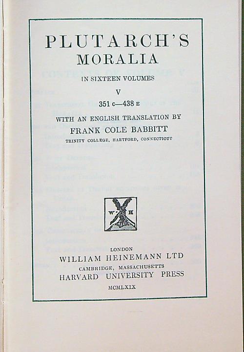 Plutarch's Moralia V - Plutarco - copertina