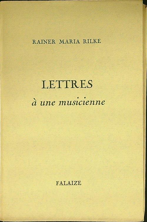 Lettres a une musicienne - Rainer Maria Rilke - copertina