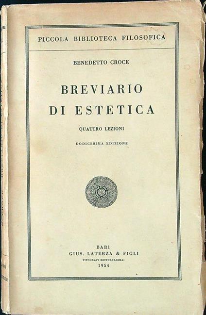 Breviario di estetica - quattro lezioni - Benedetto Croce - copertina