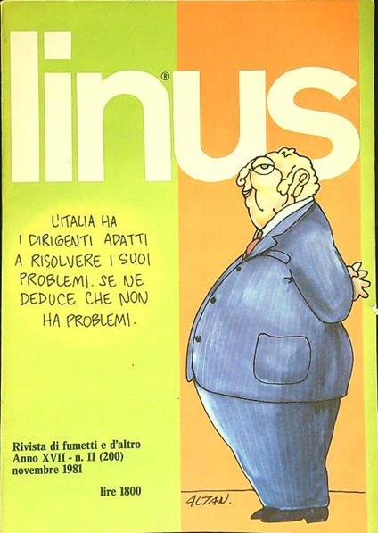 Linus n. 11/novembre 1981 - copertina