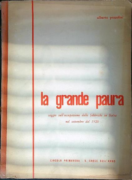 La grande paura. Saggio sull'occupazione delle fabbriche in Italia nel settembre del 1920 - Alberto Pozzolini - copertina